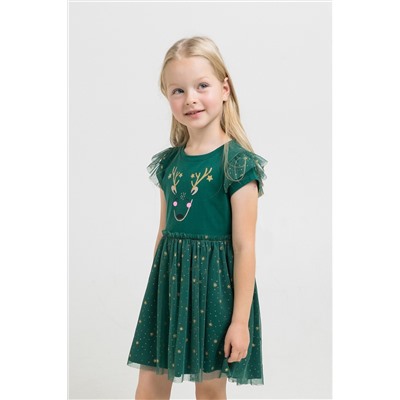 Платье для девочки Crockid К 5630 темно-зеленый