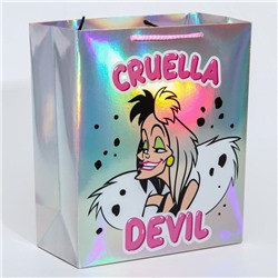 Пакет голография, горизонтальный, 25 х 21 х 10 см "Cruella Devil", Злодейки