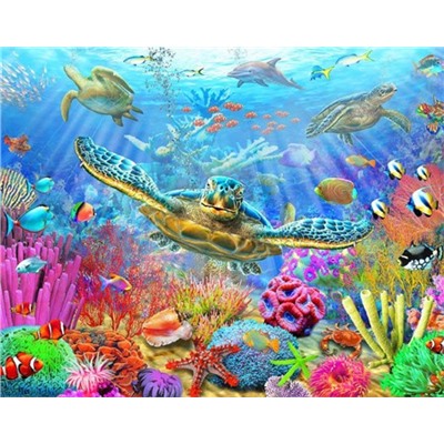 Алмазная мозаика картина стразами Подводный мир, 30х40 см