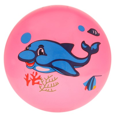 Мяч детский «Дельфинчики», d=25 см, 60 г, цвет розовый, принт МИКС