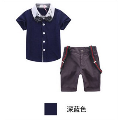 Костюм для мальчика: рубашка и шорты на подтяжках F0022