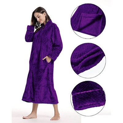 Халат Save&Soft без капюшона фиолетовый с пушистым ворсом р.52