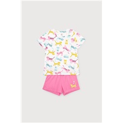 Пижама для девочки Crockid К 1557 цветные котята + розовый