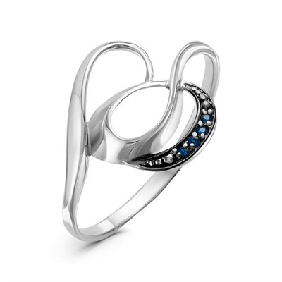 Серебряное кольцо с фианитами синего цвета 980