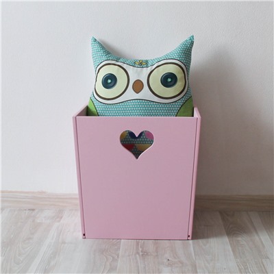 Деревянный ящик для игрушек, розовый с сердечком
