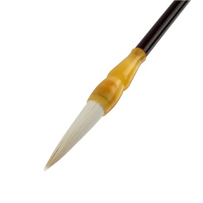 Кисть круглая для каллиграфии, ворс "Коза", №1, ручка из дерева, в блистере, диаметр-0,8 см, длина-2,5 см