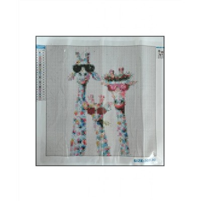 Алмазная мозаика картина стразами Три жирафа в очках, 30х30 см
