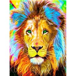 Алмазная мозаика картина стразами Лев с разноцветной гривой, 30х40 см