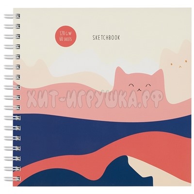 Скетчбук 60 л. 15*15 см на гребне, 120г/м2, soft-touch "Mountcats" MESHU MS_44871, MS_44871