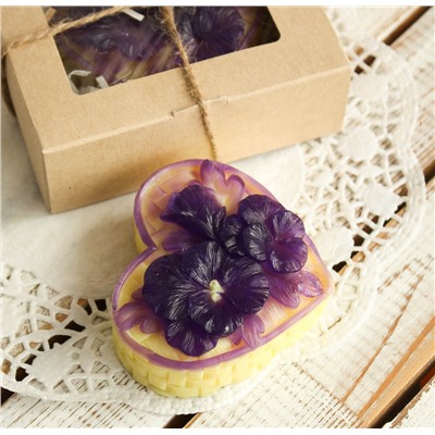 Домашнее оливковое подарочное мыло Корзиночка цветов желтая Milotto арт.003844