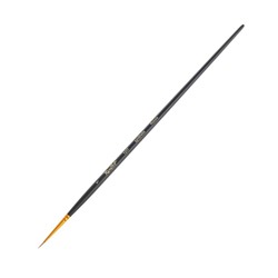 Кисть Синтетика, круглая, Жесткая, укороченная вставка, Roubloff серия 1317 № 1, ручка длинная чёрная матовая, жёлтая обойма