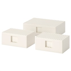 BYGGLEK БЮГГЛЕК, LEGO® контейнер с крышкой, 3 шт., белый