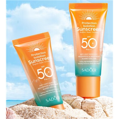 Солнцезащитный водоустойчивый крем для лица и тела SPF 50 Sadoer Sunscreen , 50 мл.