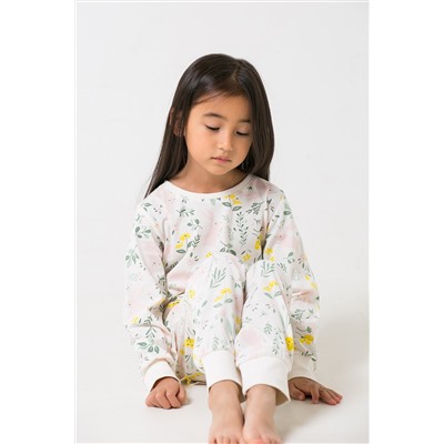 Пижама для девочки Crockid К 1512 зайчики в цветах на белой лилии