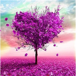 Алмазная мозаика картина стразами Клён в форме фиолетового сердца, 30х30 см, Акция!