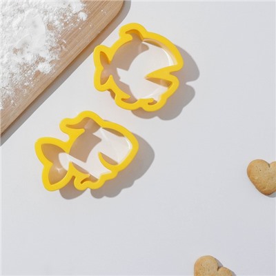 Набор форм для печенья Доляна «Рыбки», 2 шт, 14×13×2 см, цвет жёлтый