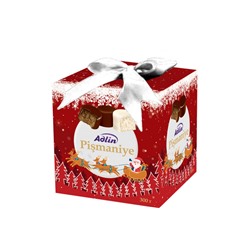 Конфеты из пишмание Adlin "Новогоднее ассорти" со вкусом кофе в шоколадной глазури и молочным вкусом в белой глазури 300гр куб