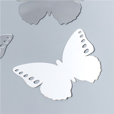 Наклейка интерьерная зеркальная "Бабочка ажурная" набор 3 шт серебро 11х7,5 см