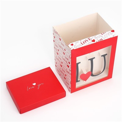 Коробка складная с 3D эффектом «Love you», 18 х 14 х 23 см