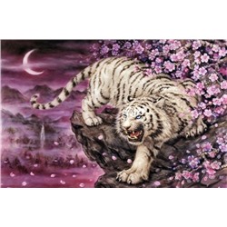 Алмазная мозаика картина стразами Белый тигр, 50х65 см