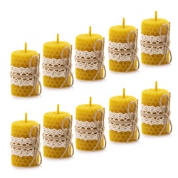 Набор свечей из натурального пчелиного воска с кружевом 10 шт. (малые)