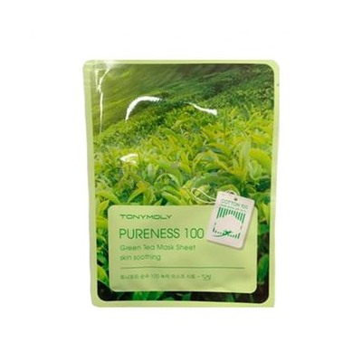 "Tony Moly" Pureness 100 Green Tea Mask Sheet, Тканевая маска зеленый чай, 21 мл