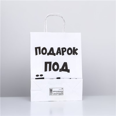 Пакет подарочный с приколами, «Подарок под ёлку», белый, 32 х 24 х 10,5 см