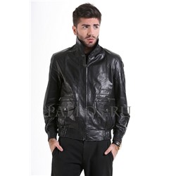 Модная мужская черная кожаная куртка