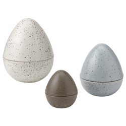 RÅDFRÅGA РОДФРОГА, Набор украшений, 3шт, яйцо коричневый/серый/белый