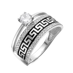 Серебряное кольцо с бесцветным фианитом - 1055