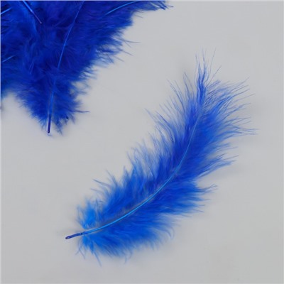 Перо декоративное гусиное пуховое "Сапфировый синий" набор 40 шт h=10-15 см