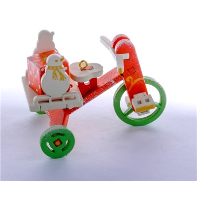 Елочная игрушка - Детский велосипед с багажником 410-3 SnowMan