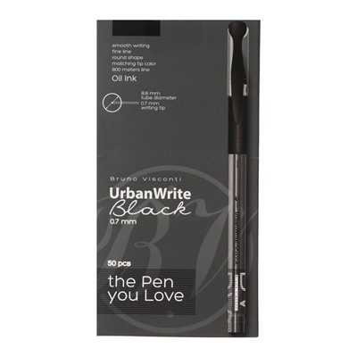 Ручка шариковая Bruno Visconti UrbanWrite Basic, 0,7 мм, чёрные чернила на масляной основе
