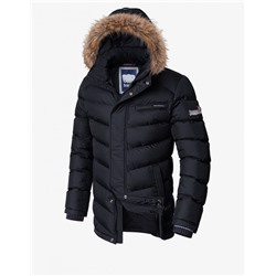 Детская зимняя куртка с капюшоном черная модель 6036