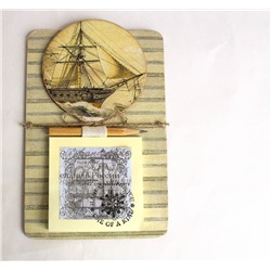 Handmade мужской сувенирный магнит Парусник с блоком для записей Milotto арт.003498
