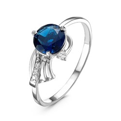 Серебряное кольцо с синим фианитом  691