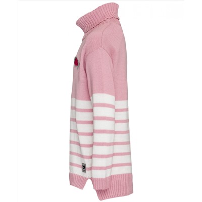 Розовый свитер в полоску