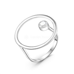 Кольцо женское разъёмное Круг из серебра с фианитом родированное КА-078р00