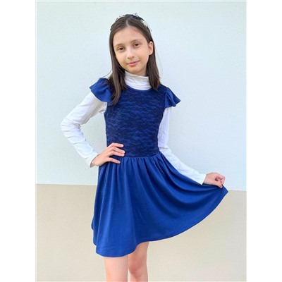 Платье синее повседневное для девочки 84922-ДЛШ22