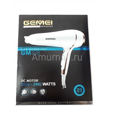 Фен GEMEI GM-108 (режимы 3+3 и холодный воздух)