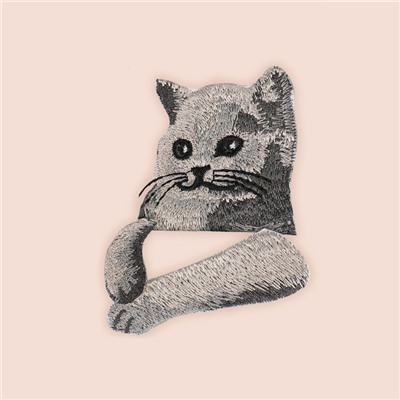 Термоаппликация на кармашек «Кот с лапками», 5,5 × 6,5 см, цвет серый