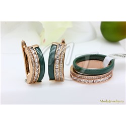 Серьги и кольцо зеленая керамика CNS23100
