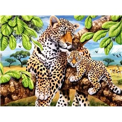 Алмазная мозаика картина стразами Леопарды на дереве, 30х40 см