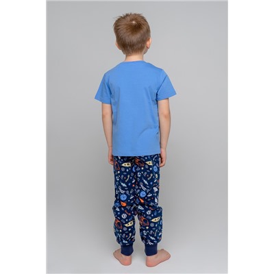Пижама для мальчика Crockid К 1529 голубой сапфир, космические ракеты