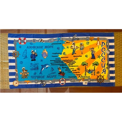 Пляжное полотенце «Черноморское побережье – солнечная карта » 140х70 см