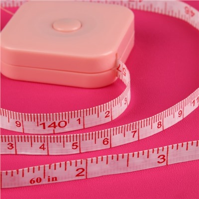 Сантиметровая лента-рулетка портновская, 150 см, 4,5 × 4,5 × 1,3 см цвет розовый