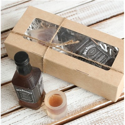 Мыло авторское - мужской набор Jack Daniels - бутылочка и стаканчик с виски Milotto арт.003832