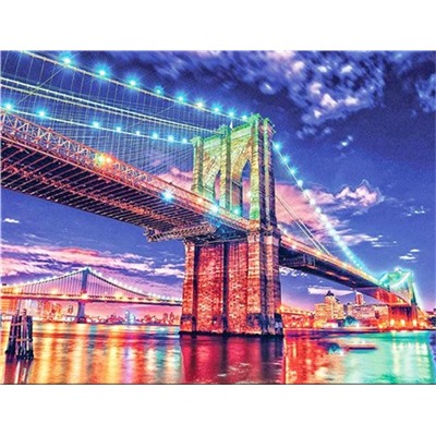 Алмазная мозаика картина стразами Бруклинский мост, 40х50 см