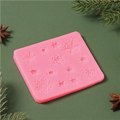Молд «Снежинки», 8,6×8,6 см, цвет розовый