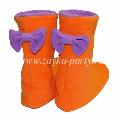 Сапожки оранжевые с фиолетовым бантиком